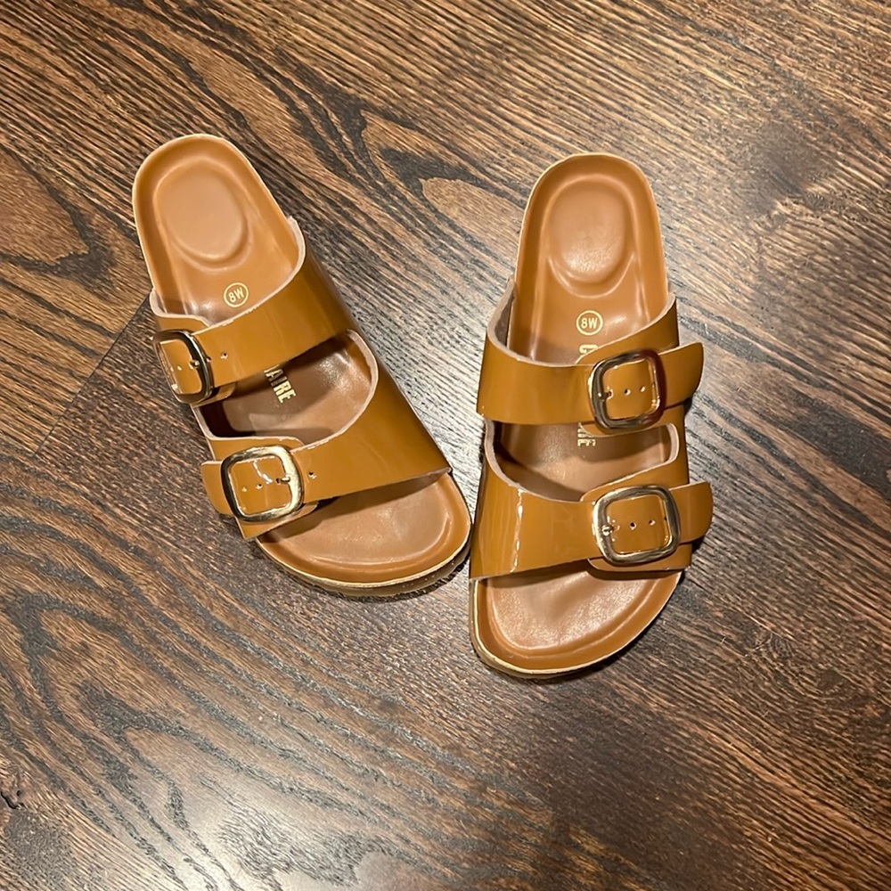 Cushionaire Brown Double Buckle Sandals